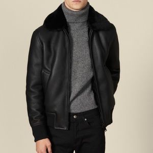 Sandro Mens Shearling Leather Jacket